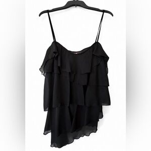 Rampage Cami Black ruffles asymmetrical hem size XL camisole